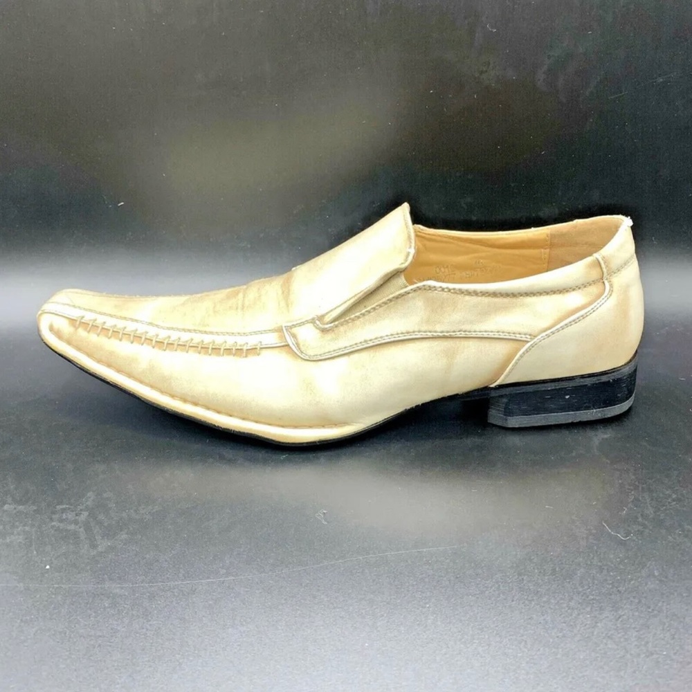 Stockhomme Beige Mens Two-toned Leather Square Dress Shoes USA Size 11